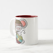 De Muis van Kerstmis met Ornament Tweekleurige Koffiemok (Voorkant links)