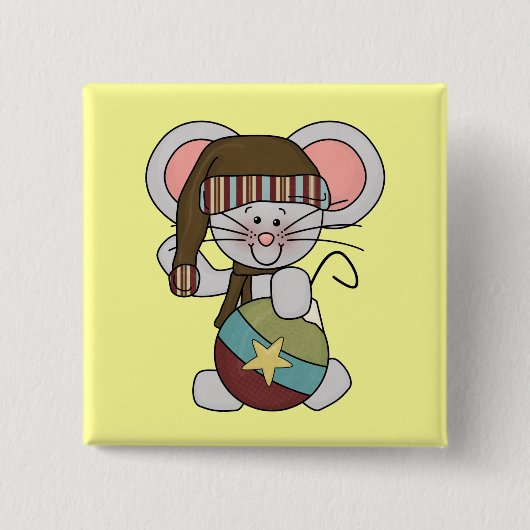 De Muis van Kerstmis met Ornament Vierkante Button 5,1 Cm (Voorkant)