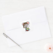 De Muis van Kerstmis met Ornament Vierkante Sticker (Envelop)