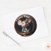 De muis waar ik van hou ronde sticker (Envelop)