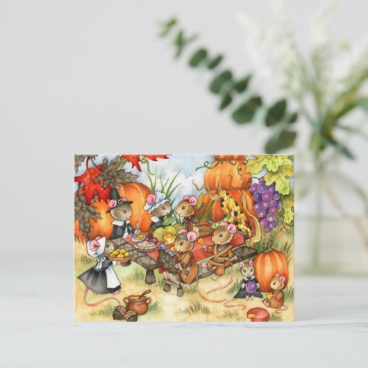 De Muizen van de Thanksgiving - Leuke Briefkaarten (Staand voorkant)