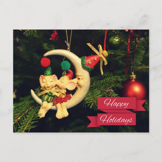 De muizen van Kerstmis op de Maan Feestdagenkaart (Voorkant)