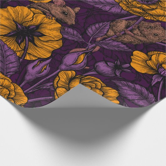 De muizenpartij in oranje en violet cadeaupapier (Hoek)