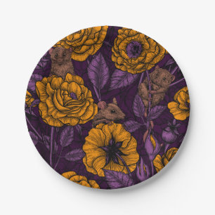 De muizenpartij in oranje en violet papieren bordje