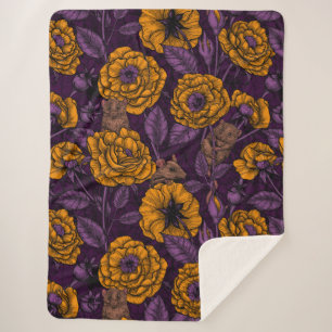 De muizenpartij in oranje en violet sherpa deken