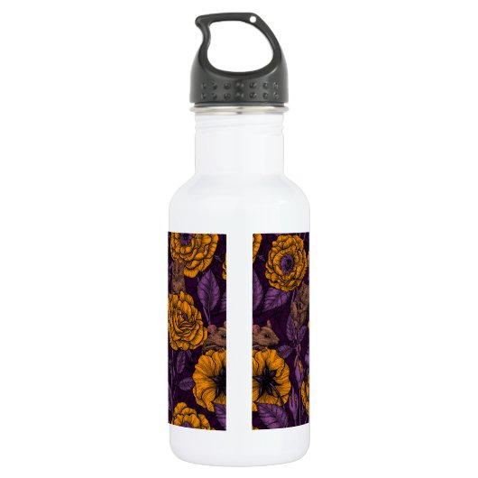 De muizenpartij in oranje en violet waterfles  (Achterkant)