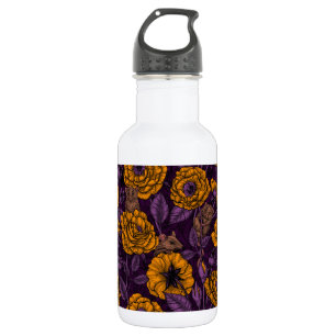 De muizenpartij in oranje en violet waterfles 