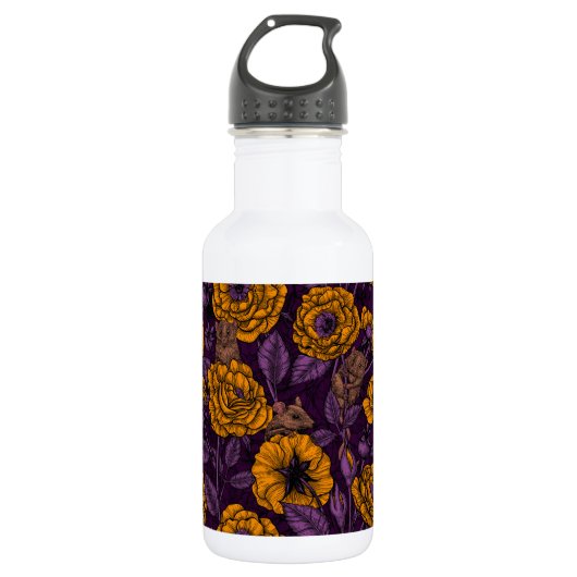 De muizenpartij in oranje en violet waterfles  (Voorkant)