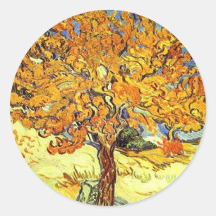 De Mulberry Boom, Vincent van Gogh.  kunst Ronde Sticker