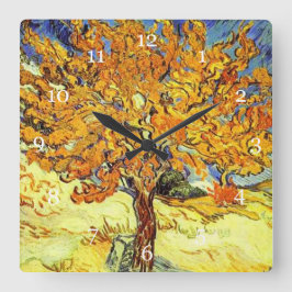 De Mulberry Boom, Vincent van Gogh.  kunst Vierkante Klok