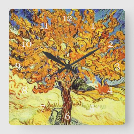 De Mulberry Boom, Vincent van Gogh.  kunst Vierkante Klok (Voorkant)