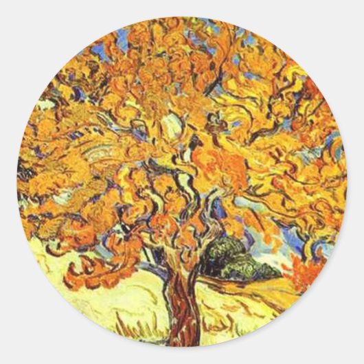 De Mulberry-boom, Vincent Van Gogh Ronde Sticker (Voorkant)