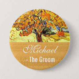 De Mulberry Boom, Vincent van Gogh. Wedbruin Ronde Button 7,6 Cm