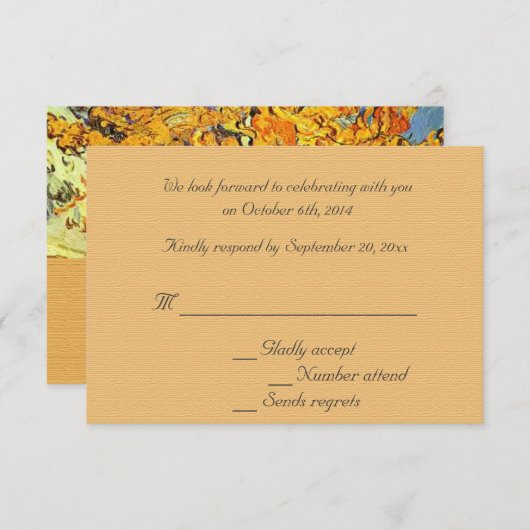 De Mulberry Tree-huwelijk RSVP-uitnodigingen. Kaart (Voorkant / Achterkant)