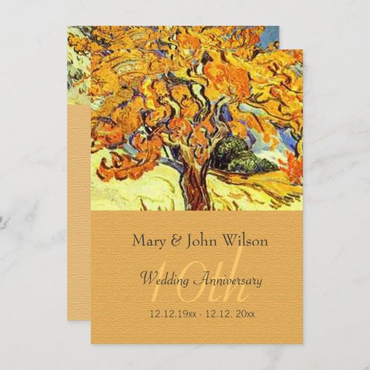 De Mulberry Tree trouwjubileum uitnodigingen. Kaart (Voorkant / Achterkant)