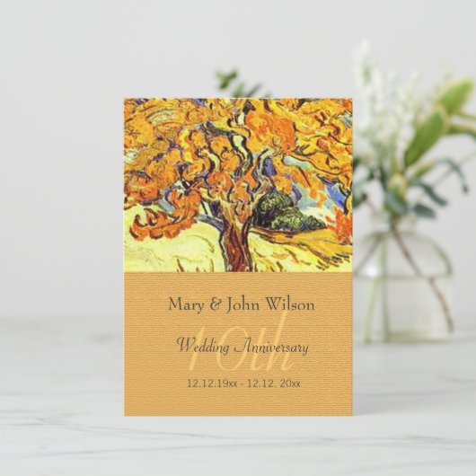 De Mulberry Tree trouwjubileum uitnodigingen. Kaart (Staand voorkant)