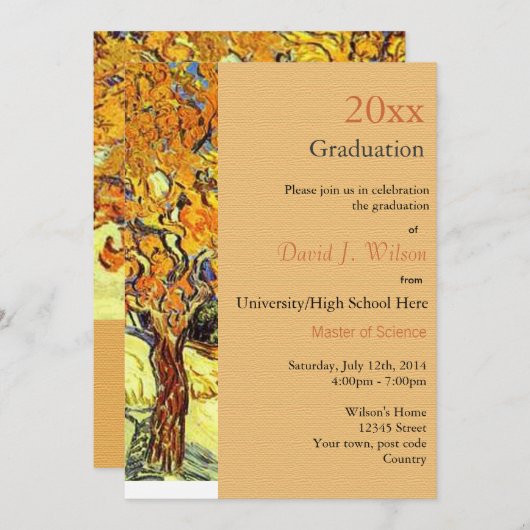 De Mulberry Tree, Vincent van Gogh afstuderen Kaart (Voorkant / Achterkant)