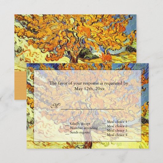 De Mulberry Tree zomer, herfst RSVP bruiloft Kaartje (Voorkant / Achterkant)