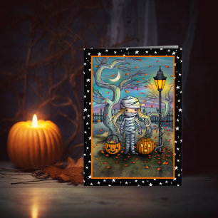 De Mummy Cute Halloween Art Kaart