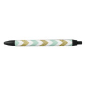 De munt en Gouden Faux schitteren Chevron Zwarte Inkt Pen (Voorkant)