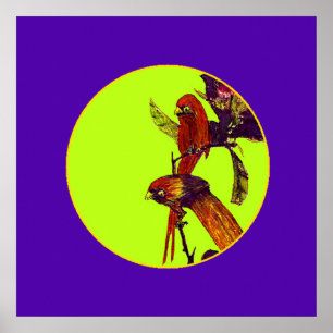 De museumkunstenaarsserie Paarse-geel SqCircl Poster