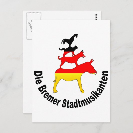 De Musici van de stad van Bremen Briefkaart (Voorkant / Achterkant)