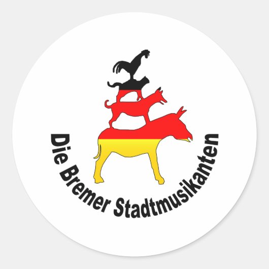 De Musici van de stad van Bremen Ronde Sticker (Voorkant)