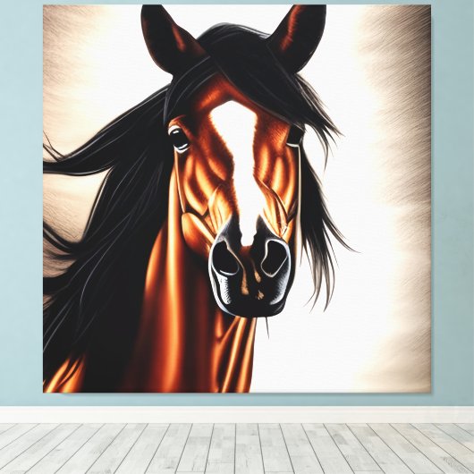 De Mustang Mustang - het bolwerk van de vrijheid Canvas Afdruk (Insitu (Houten vloer))