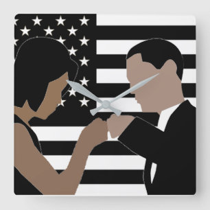 De muur van Obama Vierkante Klok