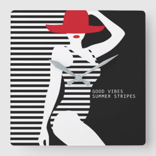 De muurklok van de Vrouw van de zomer Vierkante Klok