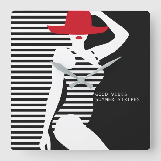 De muurklok van de Vrouw van de zomer Vierkante Klok (Voorkant)