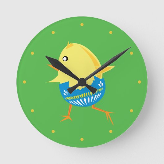 De muurklok van het Kuiken van Pasen Ronde Klok (Voorkant)