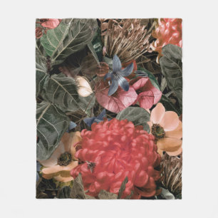 De muurschildering aan de muur. Bloemen en planten Fleece Deken