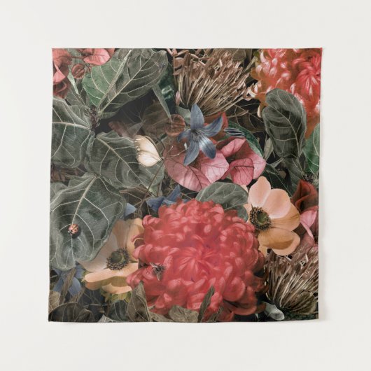 De muurschildering aan de muur. Bloemen en planten Wandkleed (Voorkant)