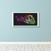 De muziek Bright Neon Hoofdtelefoon Canvas Afdruk (Insitu (Houten vloer))