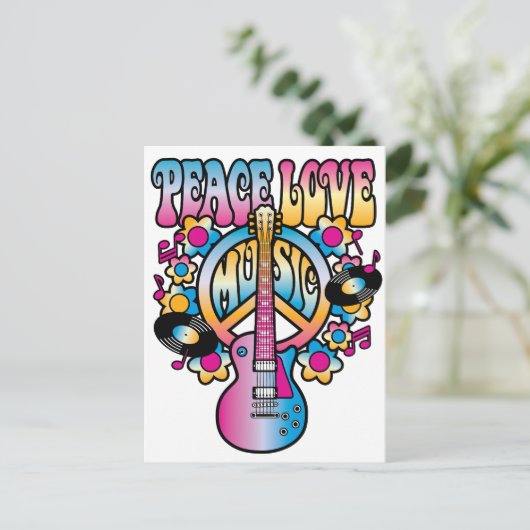 De Muziek van de Liefde van de vrede Briefkaart (Staand voorkant)