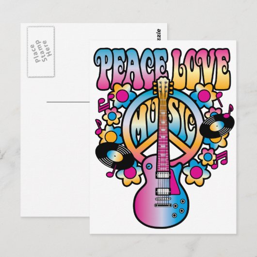 De Muziek van de Liefde van de vrede Briefkaart (Voorkant / Achterkant)