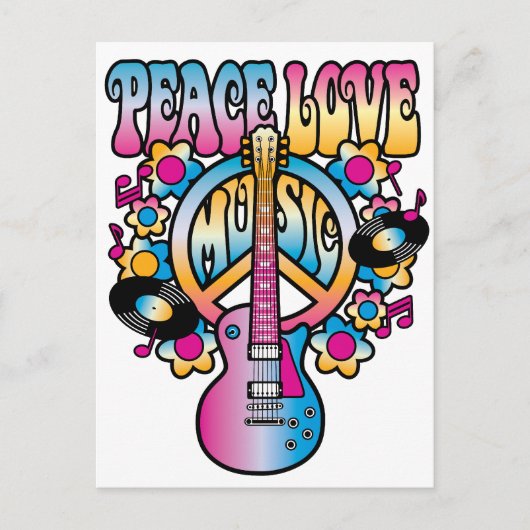 De Muziek van de Liefde van de vrede Briefkaart (Voorkant)