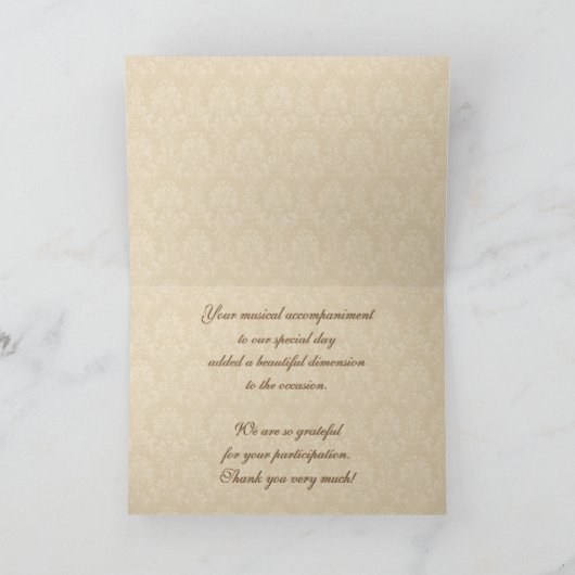 De Muziek van het huwelijk dankt u met Witte en Bedankkaart (Binnen)