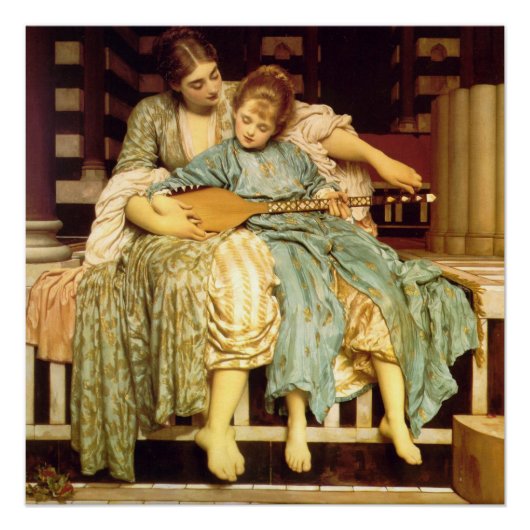 De muziekles Frederic Leighton Glossy Poster (Voorkant)