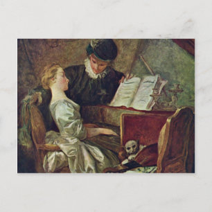 De muziekles, van Fragonard, Jean-Honoré (beste Briefkaart