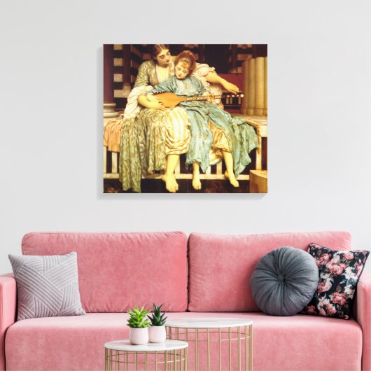 De muziekles van Frederic Leighton Canvas Afdruk (Insitu (Woonkamer))
