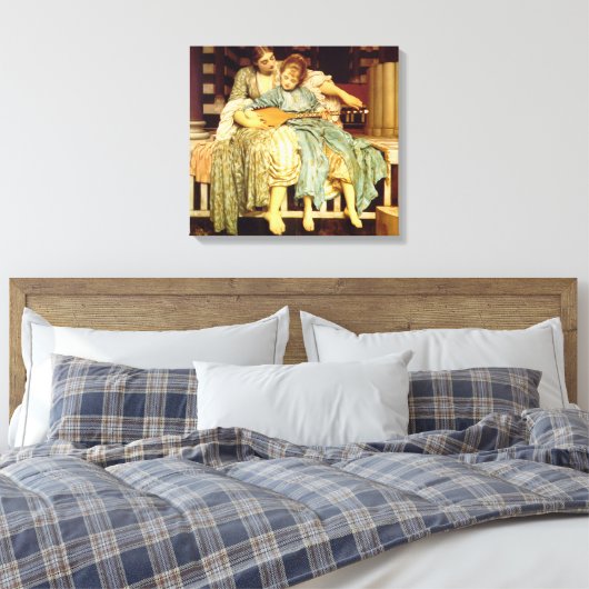 De muziekles van Frederic Leighton Canvas Afdruk (Insitu (Slaapkamer))