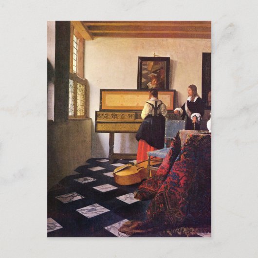 De muziekles van Johannes Vermeer Briefkaart (Voorkant)