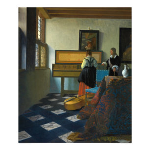 De muziekles van Johannes Vermeer Foto Afdruk