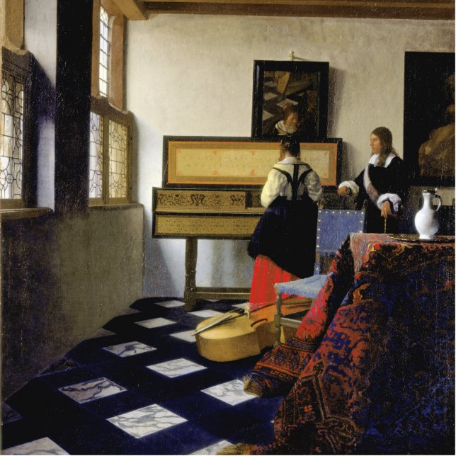 De muziekles van Johannes Vermeer Staand Fotobeeldje (Voorkant)