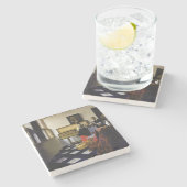 De muziekles van Johannes Vermeer Stenen Onderzetter (Zijkant)