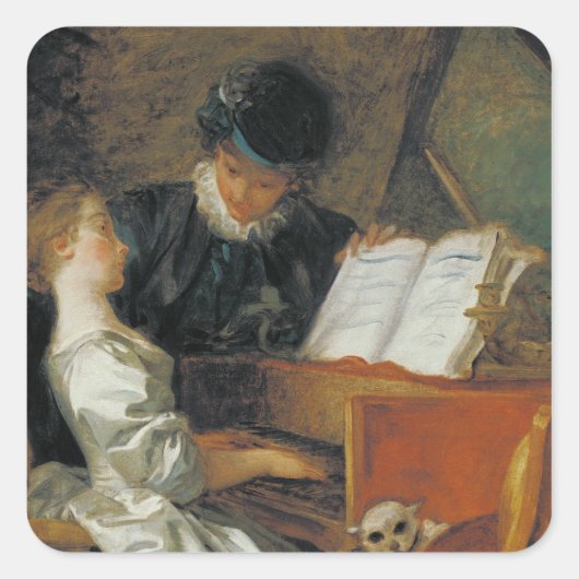 De muziekles vierkante sticker (Voorkant)