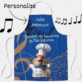 De muziekliefhebber van de zusters kookt muis schort