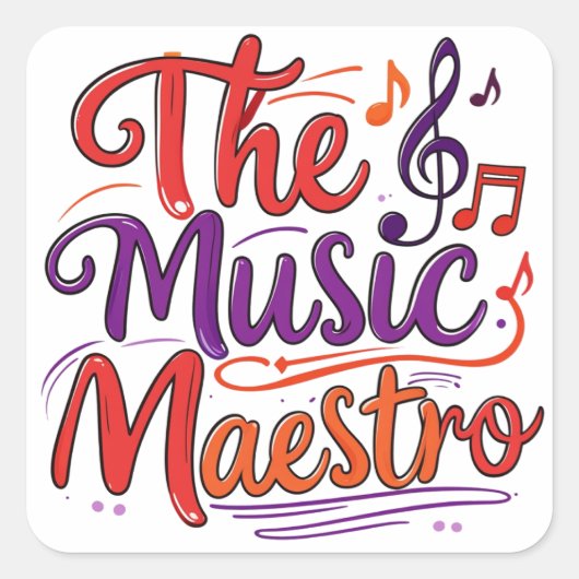 De muziekmeester vierkante sticker (Voorkant)
